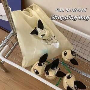 Dog Print Cream reusable Tote Bag NWT